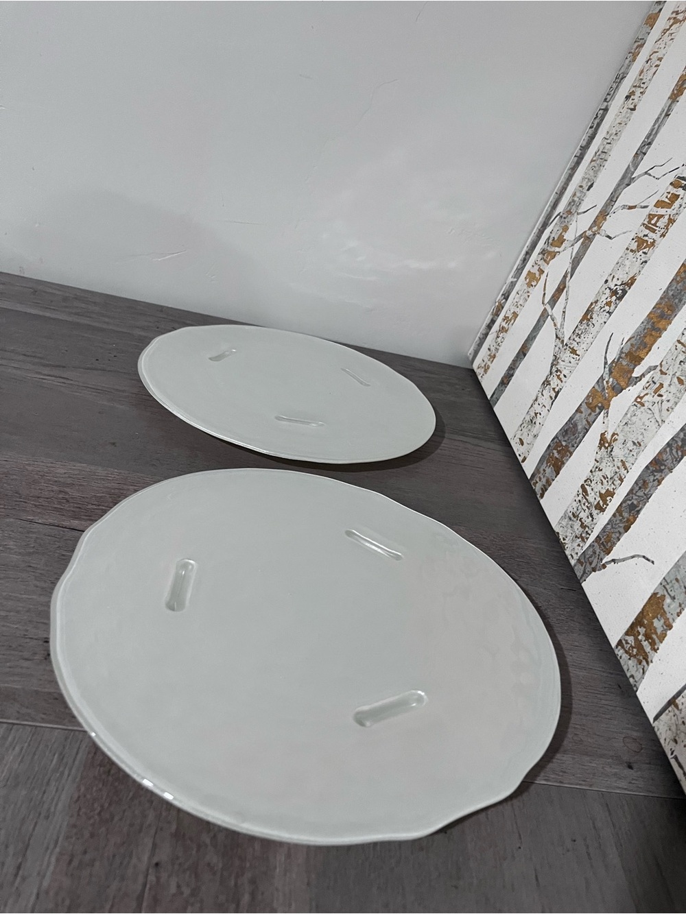 Pier One Frosted Ceramic Serving Platters - Set of 2